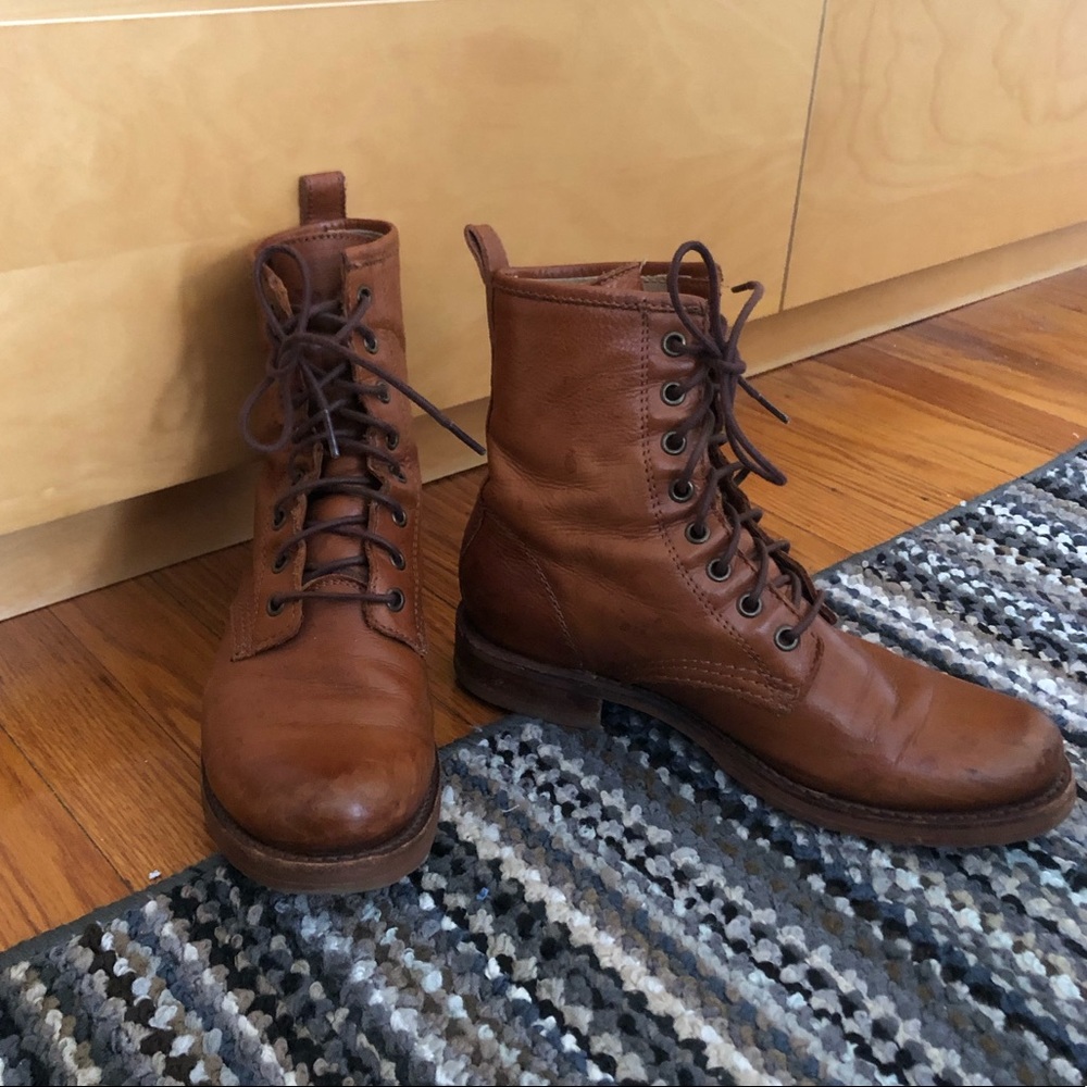 Frye Veronica Combat Boots in Whiskey